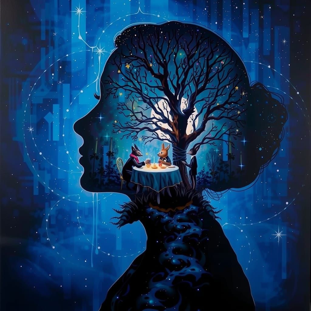 Whimsical Forest Tea Party Scene in Dreamy Style