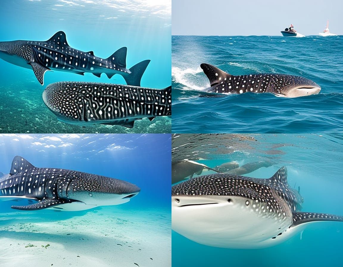 Majestic Whale Sharks in Crystal Waters