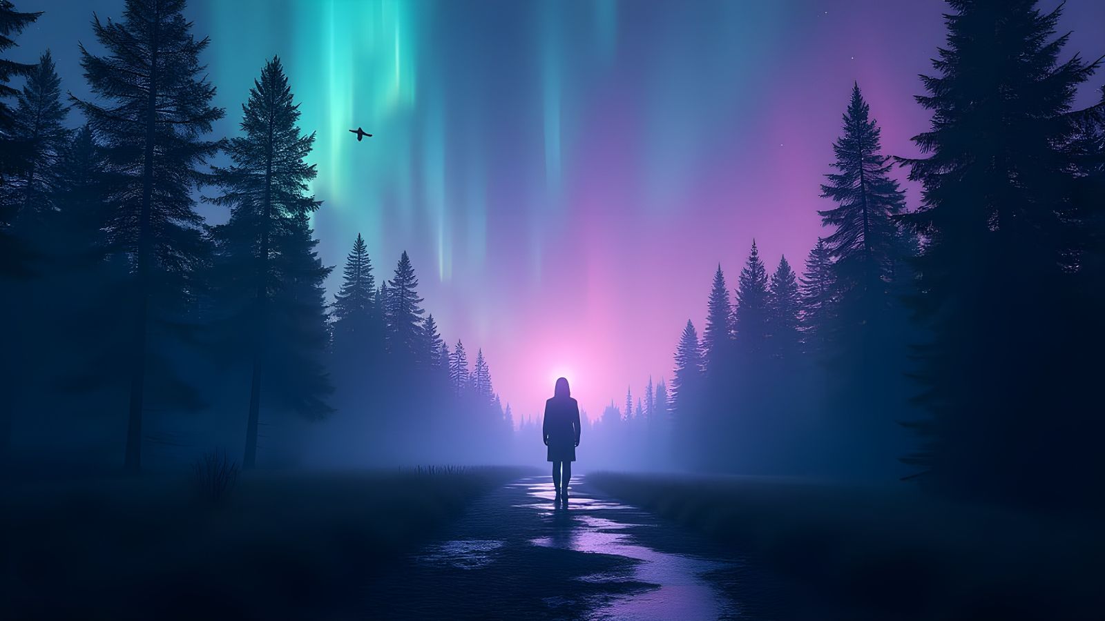 Glowing Path Through Dark Forest to Cosmic Sky