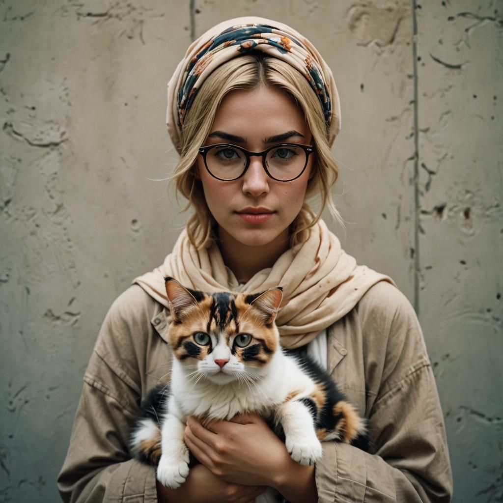 Girl with Cat: Cinematic Film Still