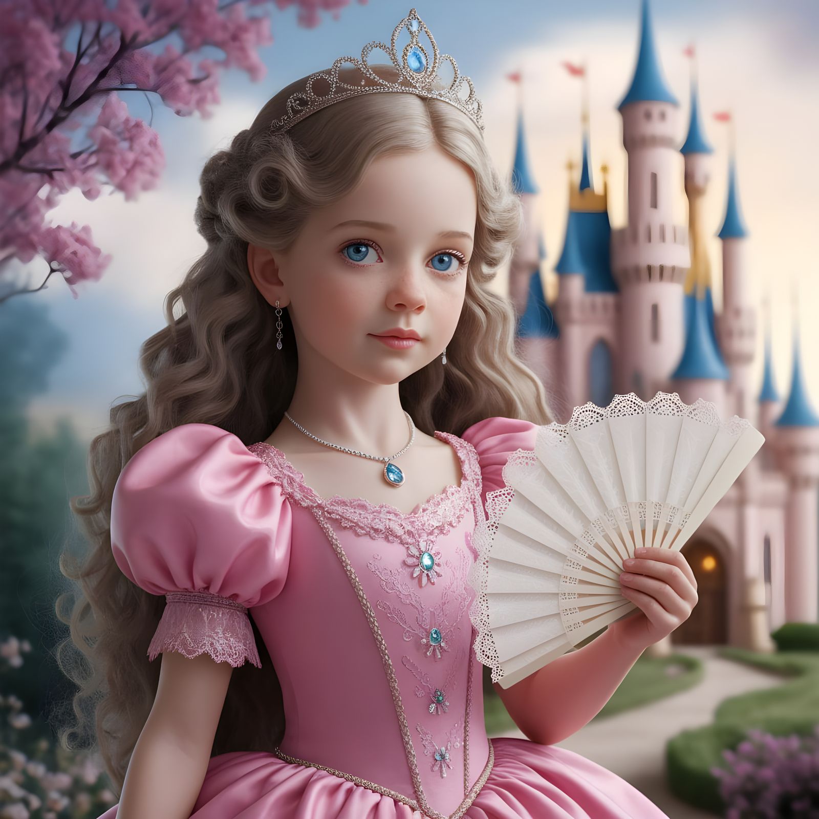 Whimsical Princess in a Dreamy Castle Setting