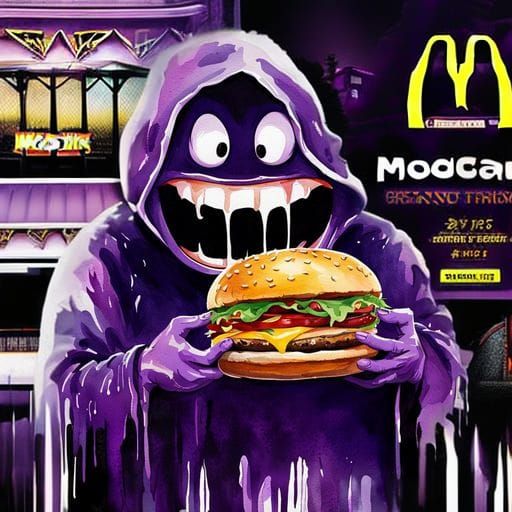 Grimace Eating a Cheeseburger