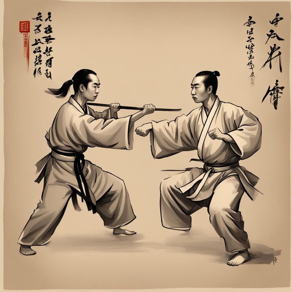 Dynamic Chinese Martial Arts Illustration