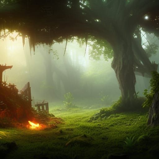 The shadow of the trees