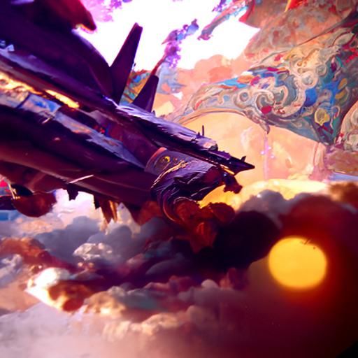 High-Sky Jet Dogfight with Afterburners in Dark Fantasy Styl...