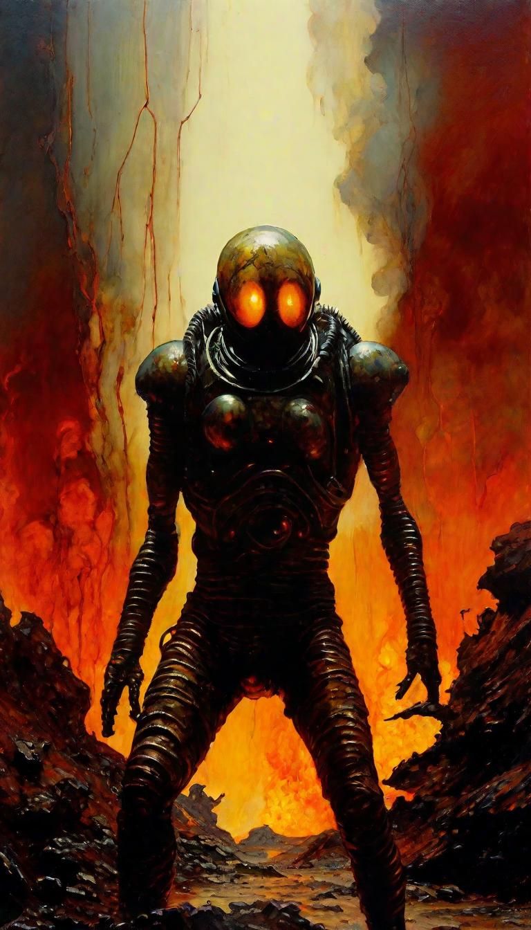 Lava Alien in Apocalyptic Futuristic Battle