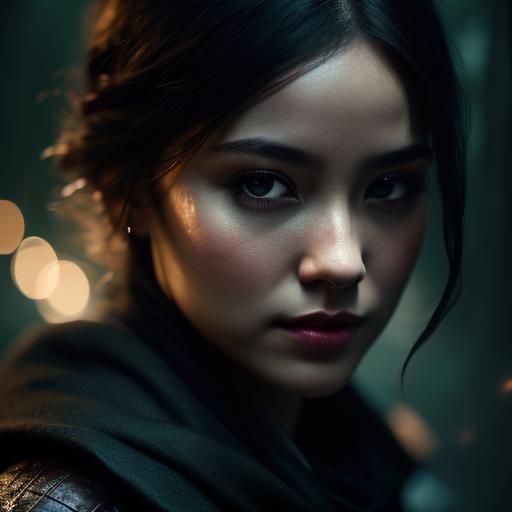 Dark Mage in Forest, Hyperrealistic Matte Painting