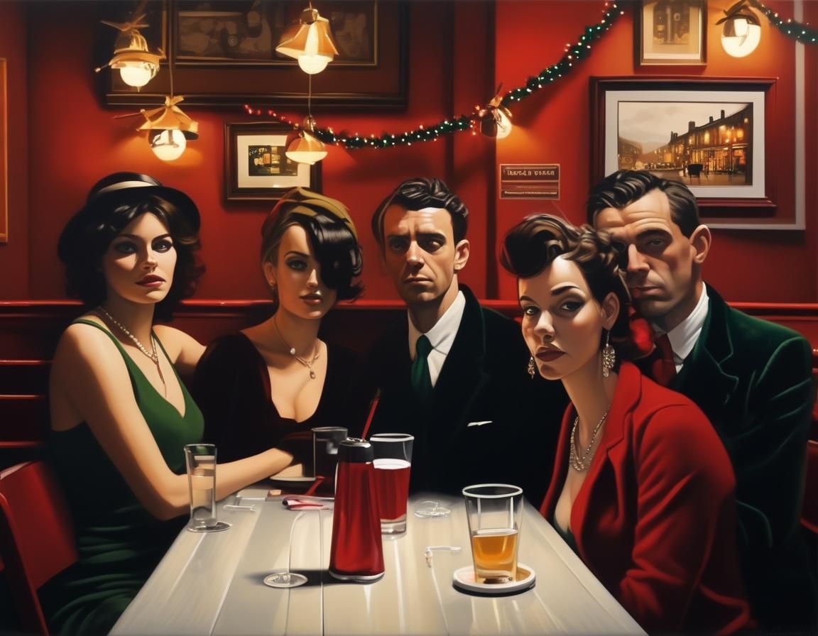 Edinburgh Bar Scene in Vettriano Style