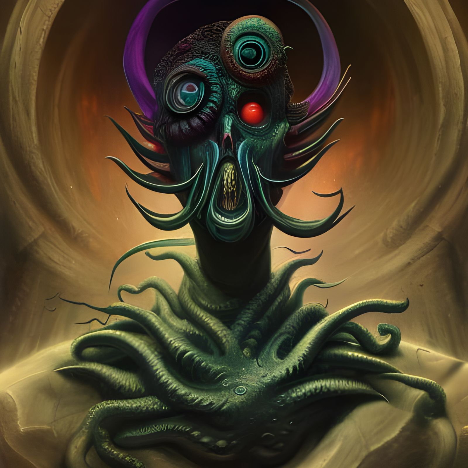 Joyful Cthulhu Art Inspired by Giger and Dalí