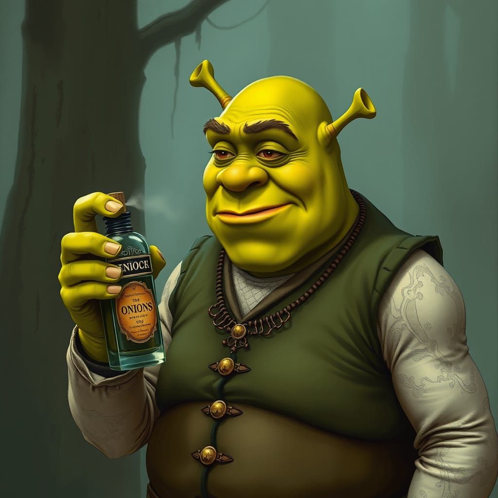 Shrek Sprays Cologne in Whimsical Fantastical Style