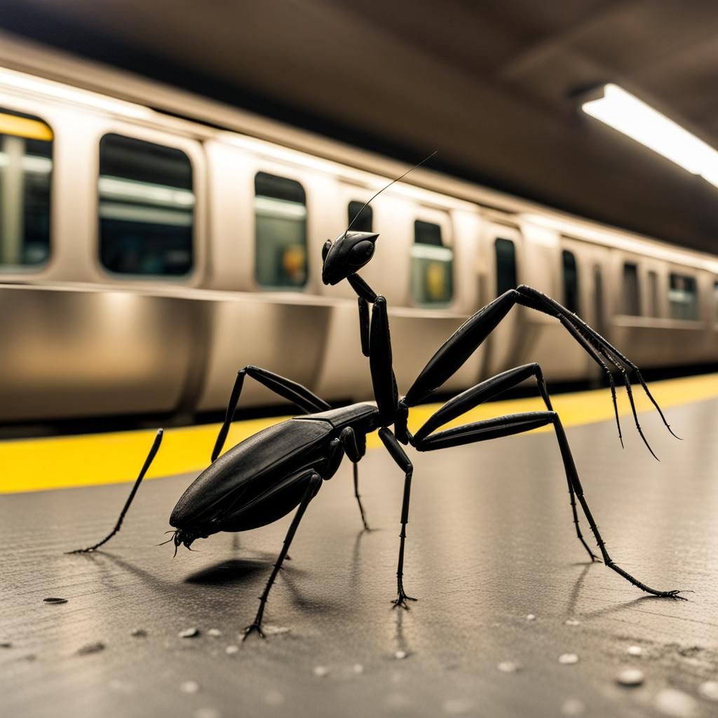 Alien Insect on Subway Platform in Hell