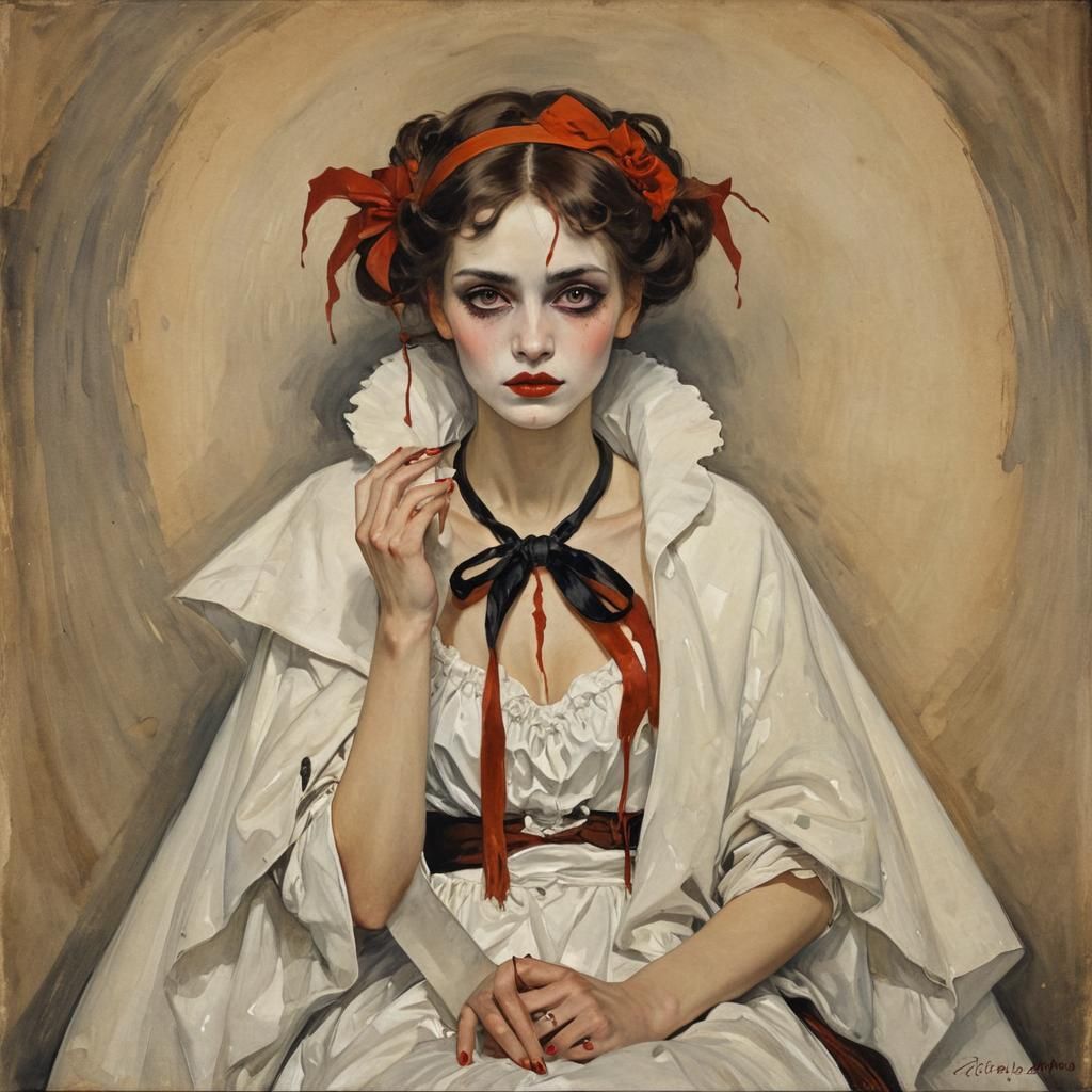 Elegant Halloween Vampire Inspired by Expressionist Portrait...