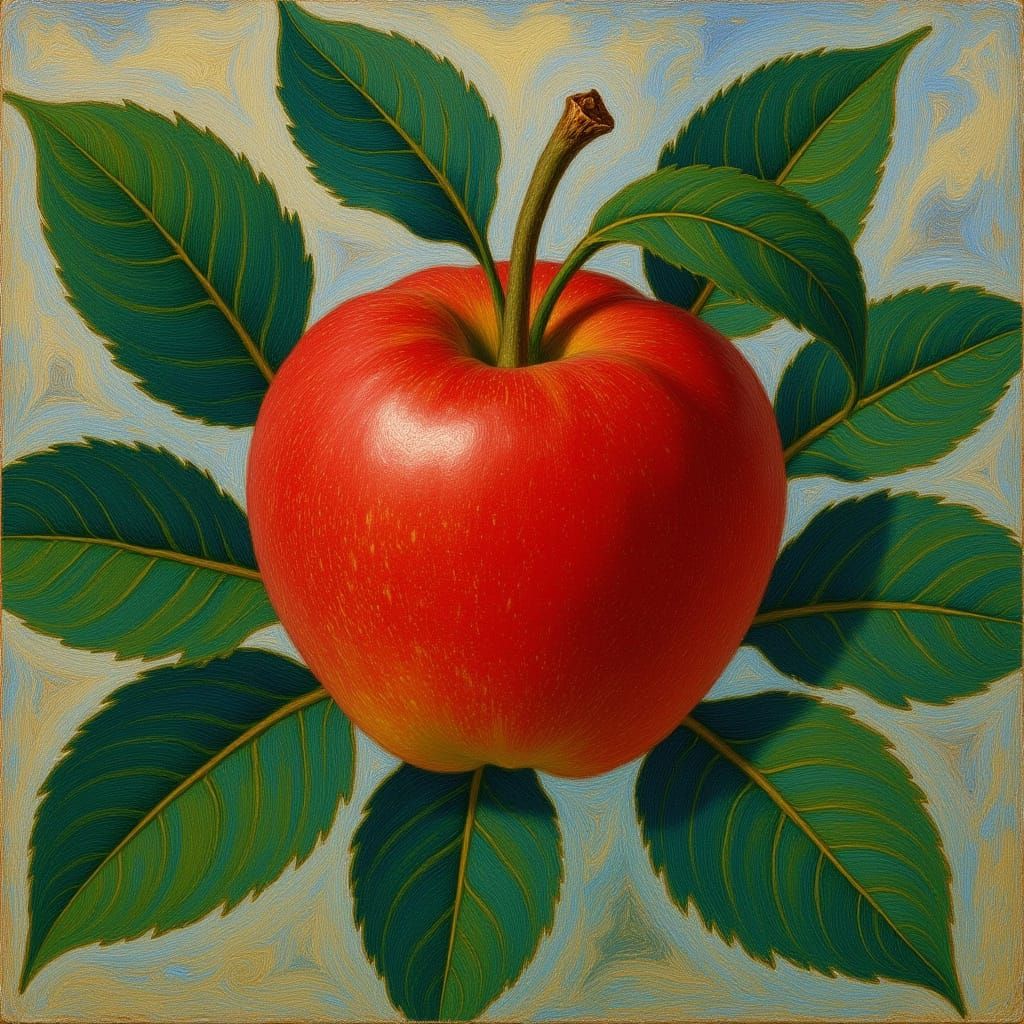 Red Apple Still Life in Impressionistic Style