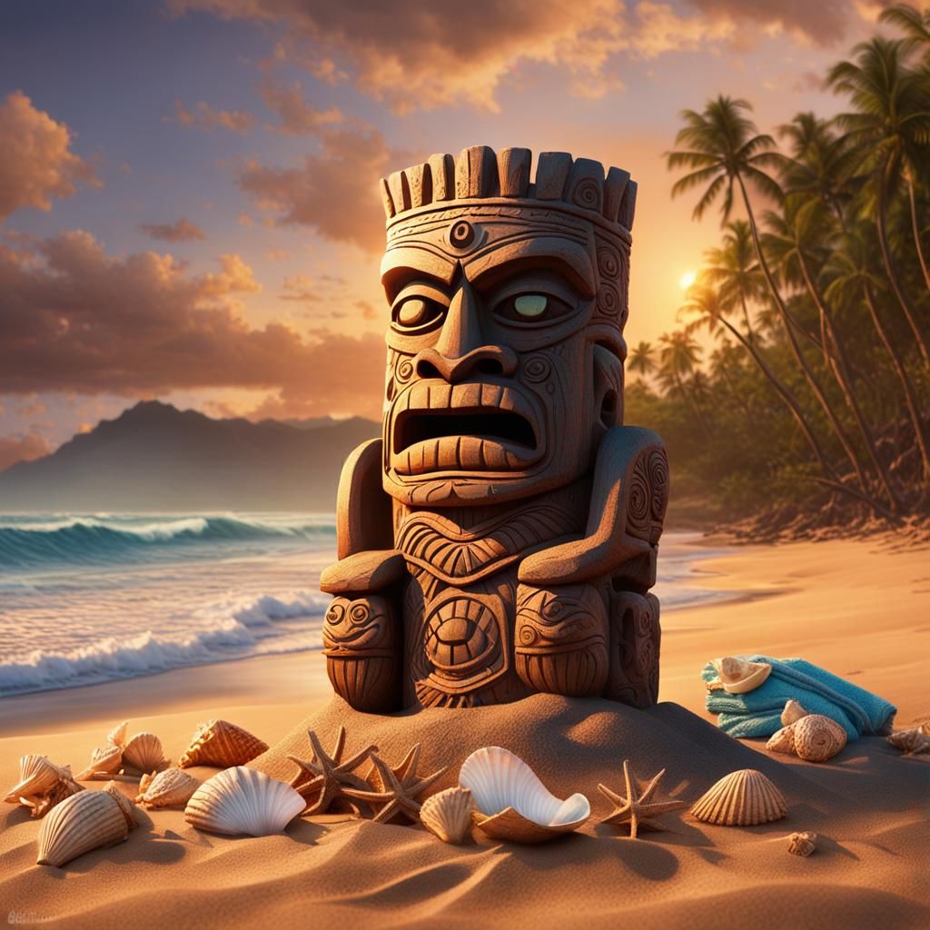 Cursed Tiki Idol on Hawaiian Beach