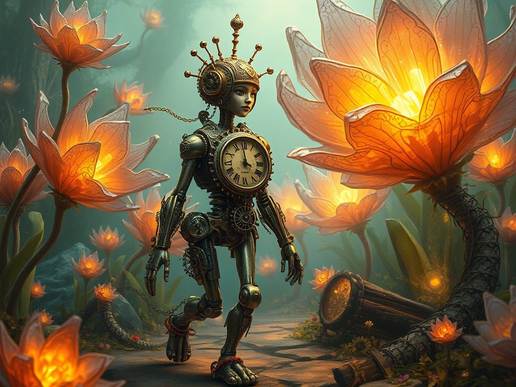 Steampunk Automaton in Crystalline Flora Realm