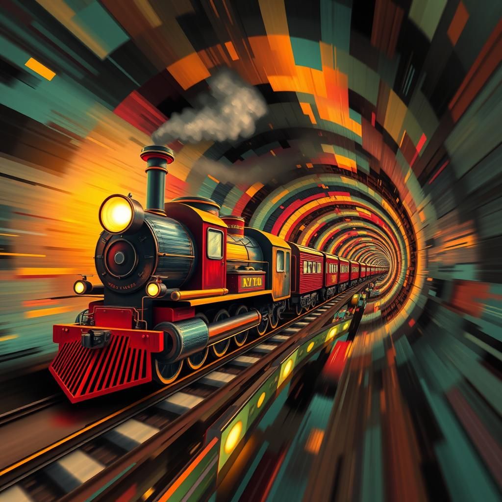 Surreal Distorted Train Dreamlike Abstract