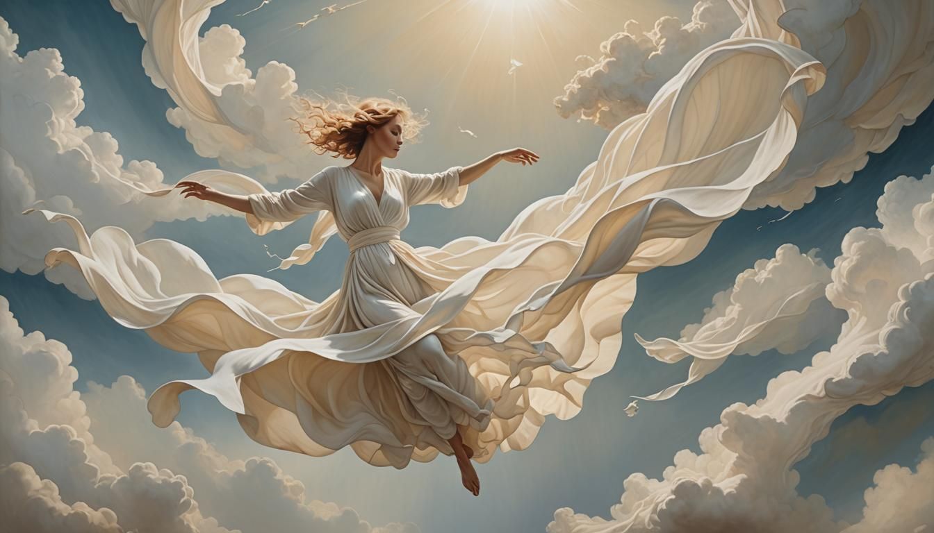 Ethereal Figure in Dreamy Surrealist Landscape