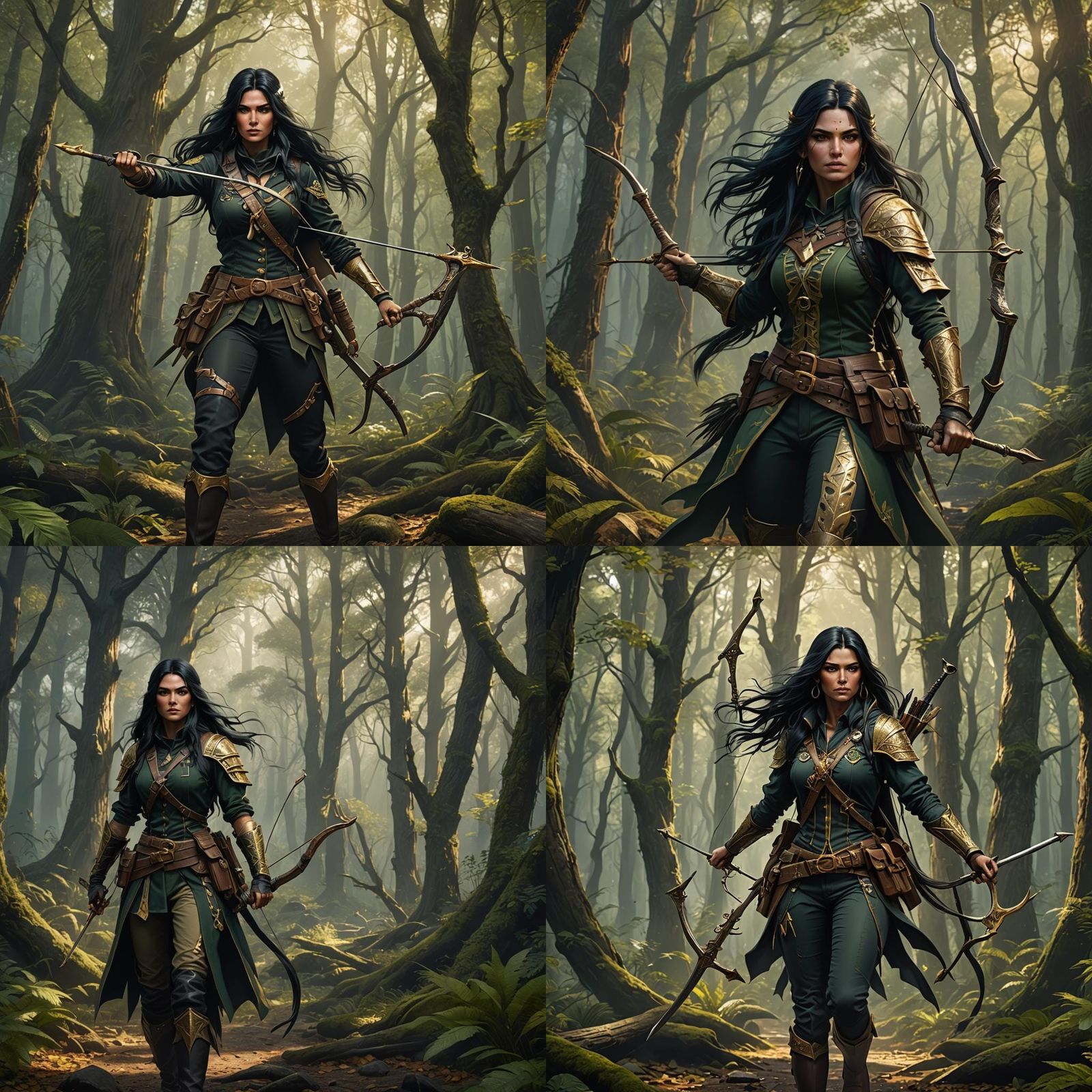 Fantasy Forest Ranger with Bow, Detailed Art