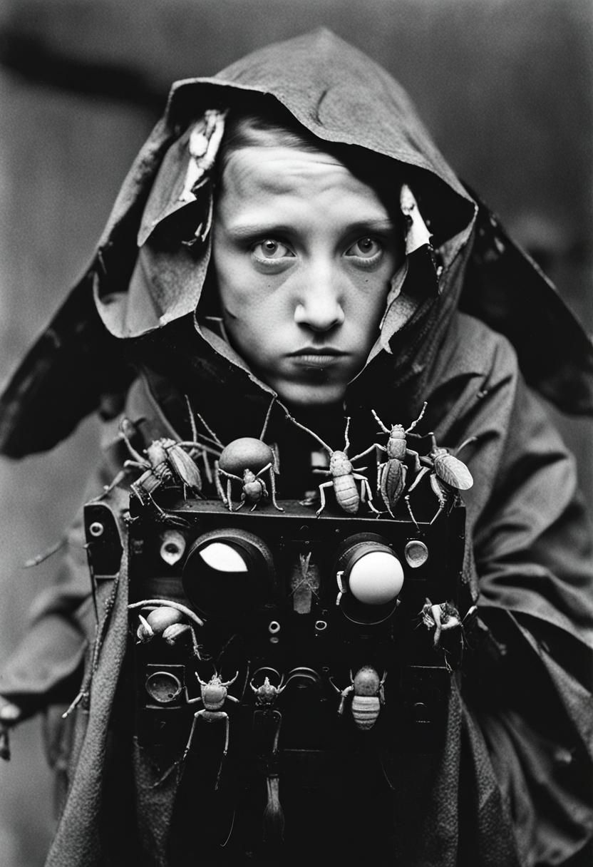 Surreal Insect and Individual in Dada Style