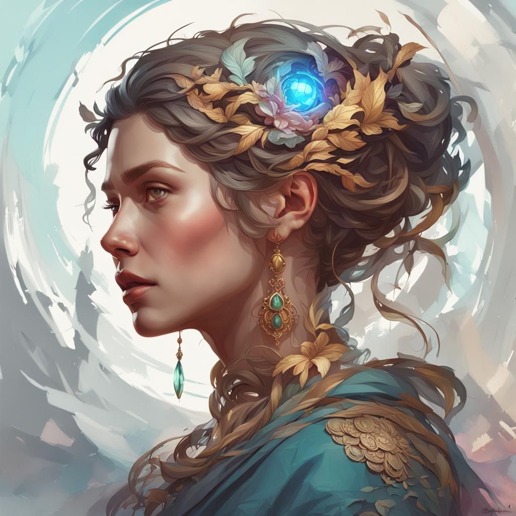Detailed Portrait in Art Nouveau Style