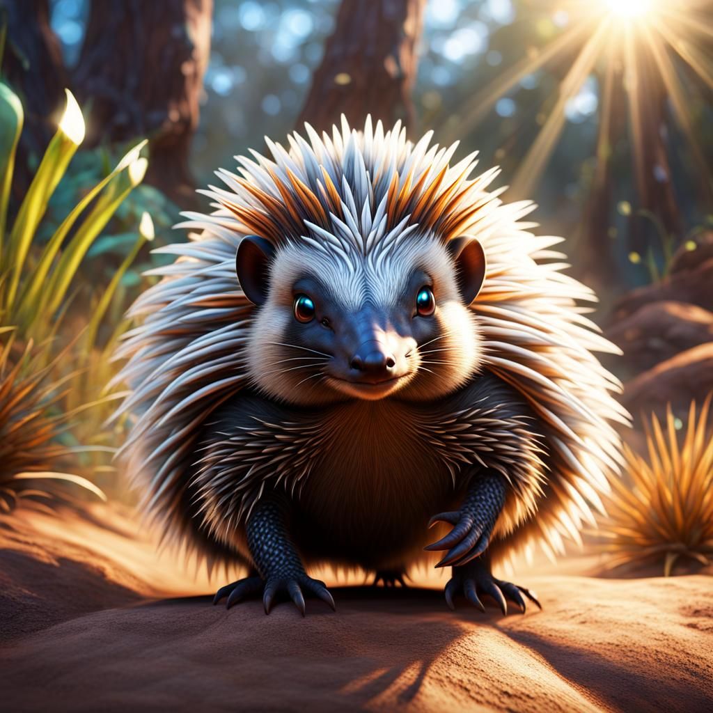 Baby Echidna in Australian Outback: Hyperrealistic Concept A...
