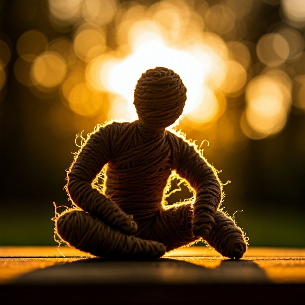 Yarn Figure Silhouette in Golden Hour Light