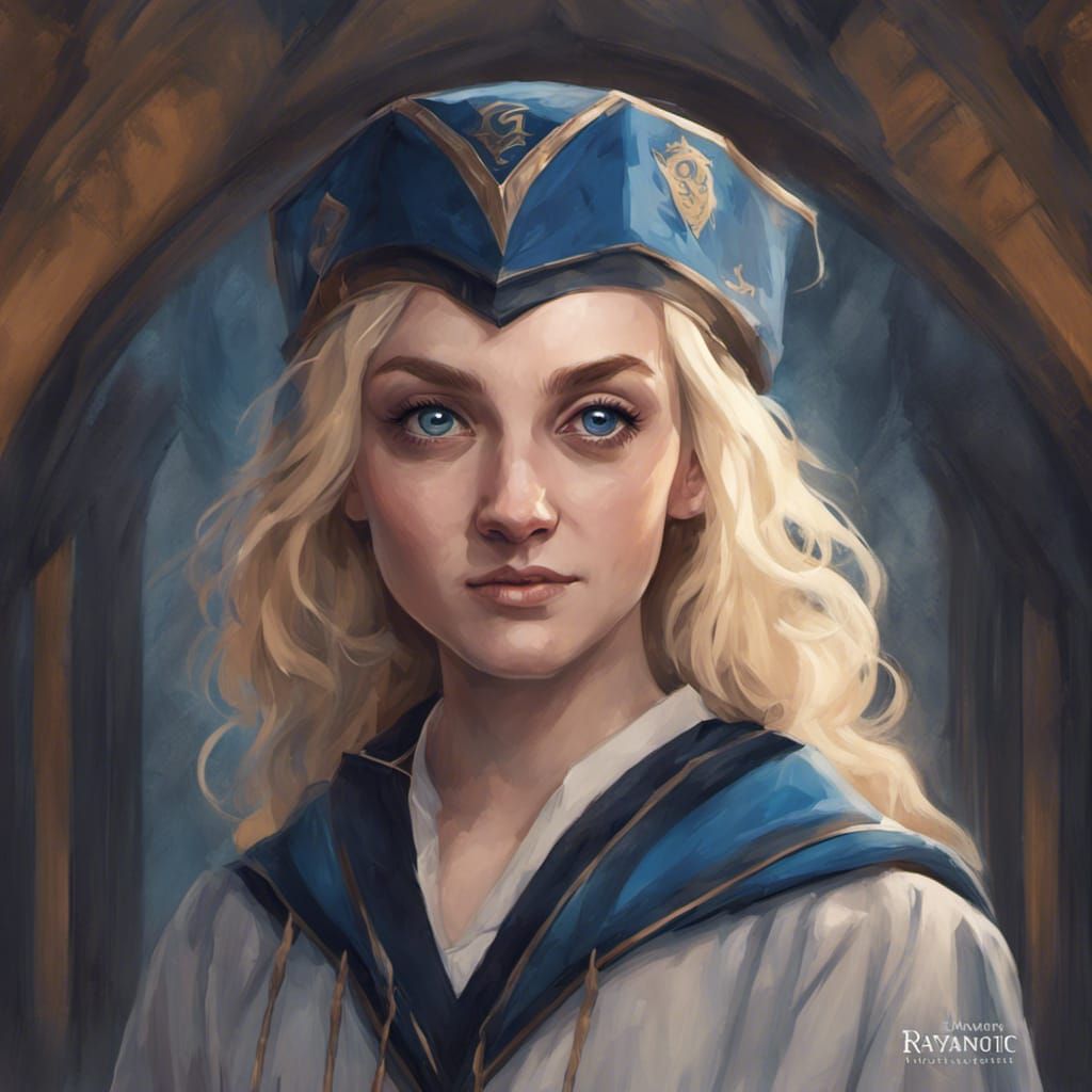 Evanna Lynch Ravenclaw Portrait in Art Nouveau Style