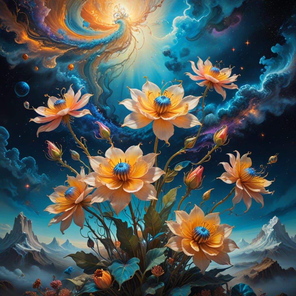 Surreal Cosmic Florals Depict the Chakra System in a Vibrant...