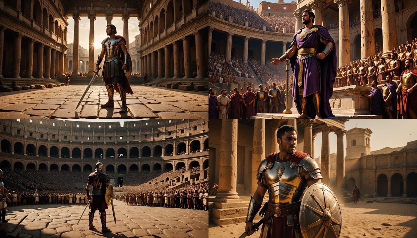 Ancient Roman Emperor Receives Gladiators in Triumph