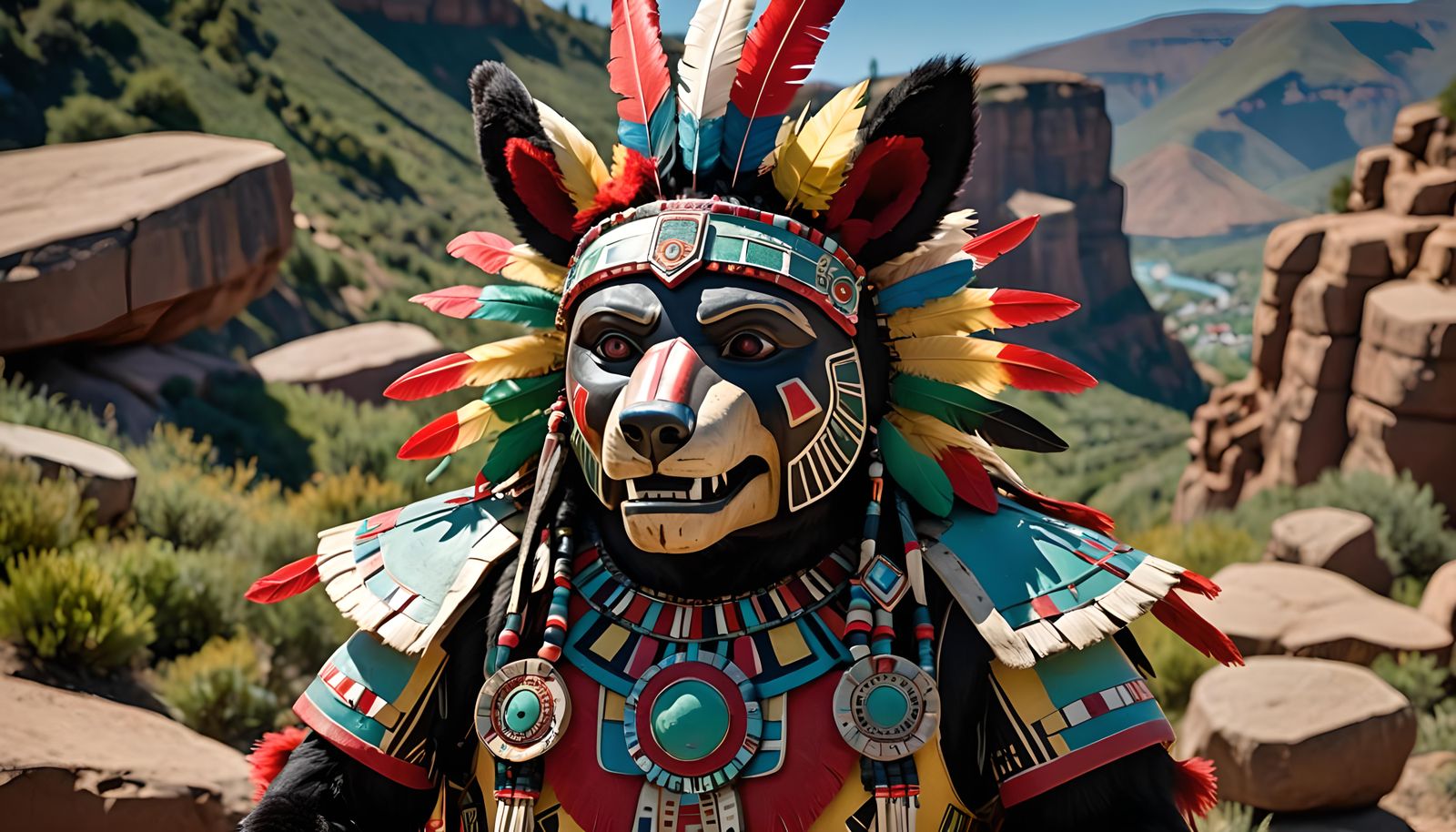 Hopi Bear Kachina Doll on Mountaintop