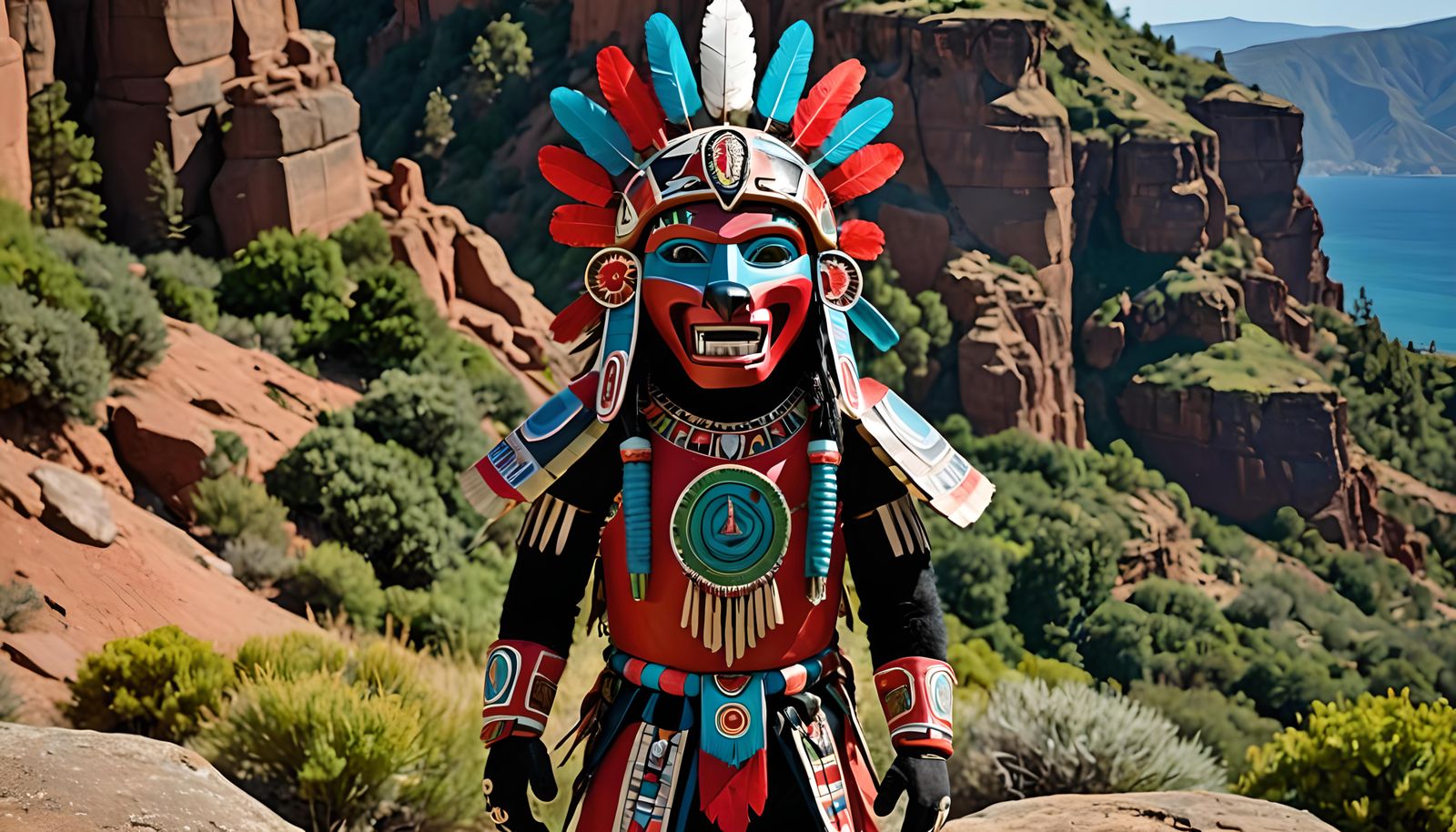 Hopi Bear Kachina Doll on Mountaintop