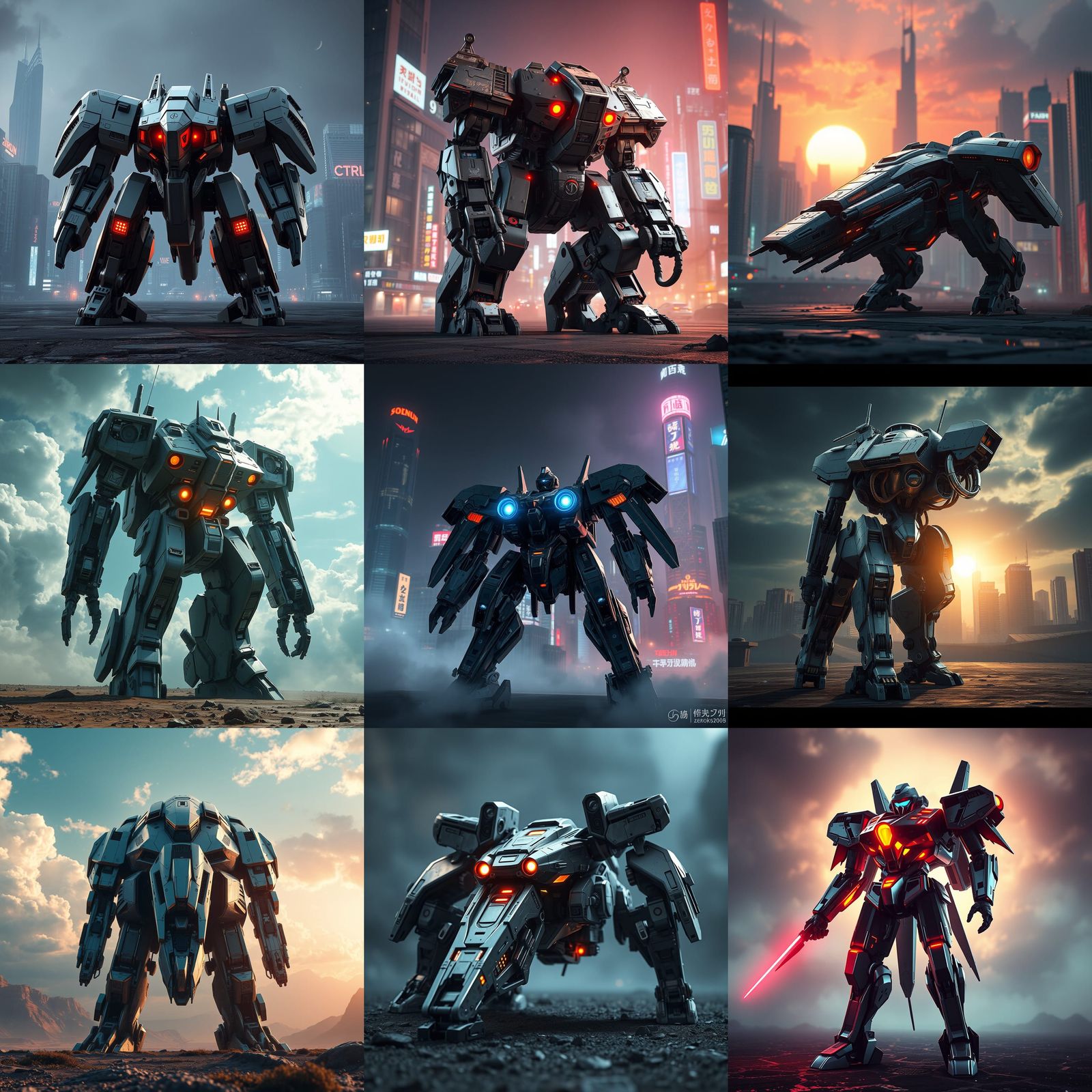 Futuristic Mech Fighter in Anime Art Style