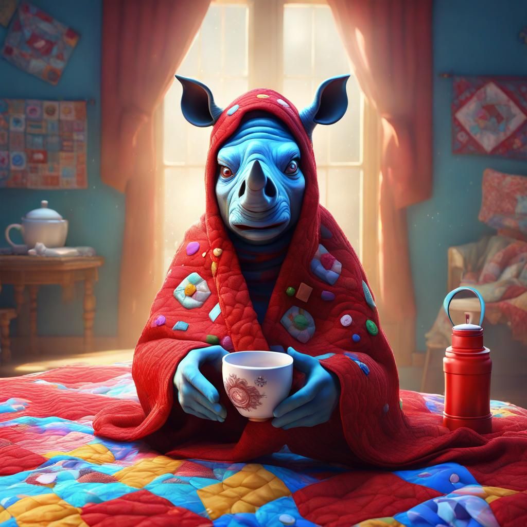 Cartoon Woman with Cold and Red Nose