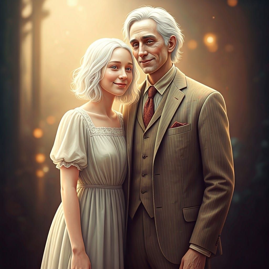 Ethereal Human and Ghost in Affectionate Embrace