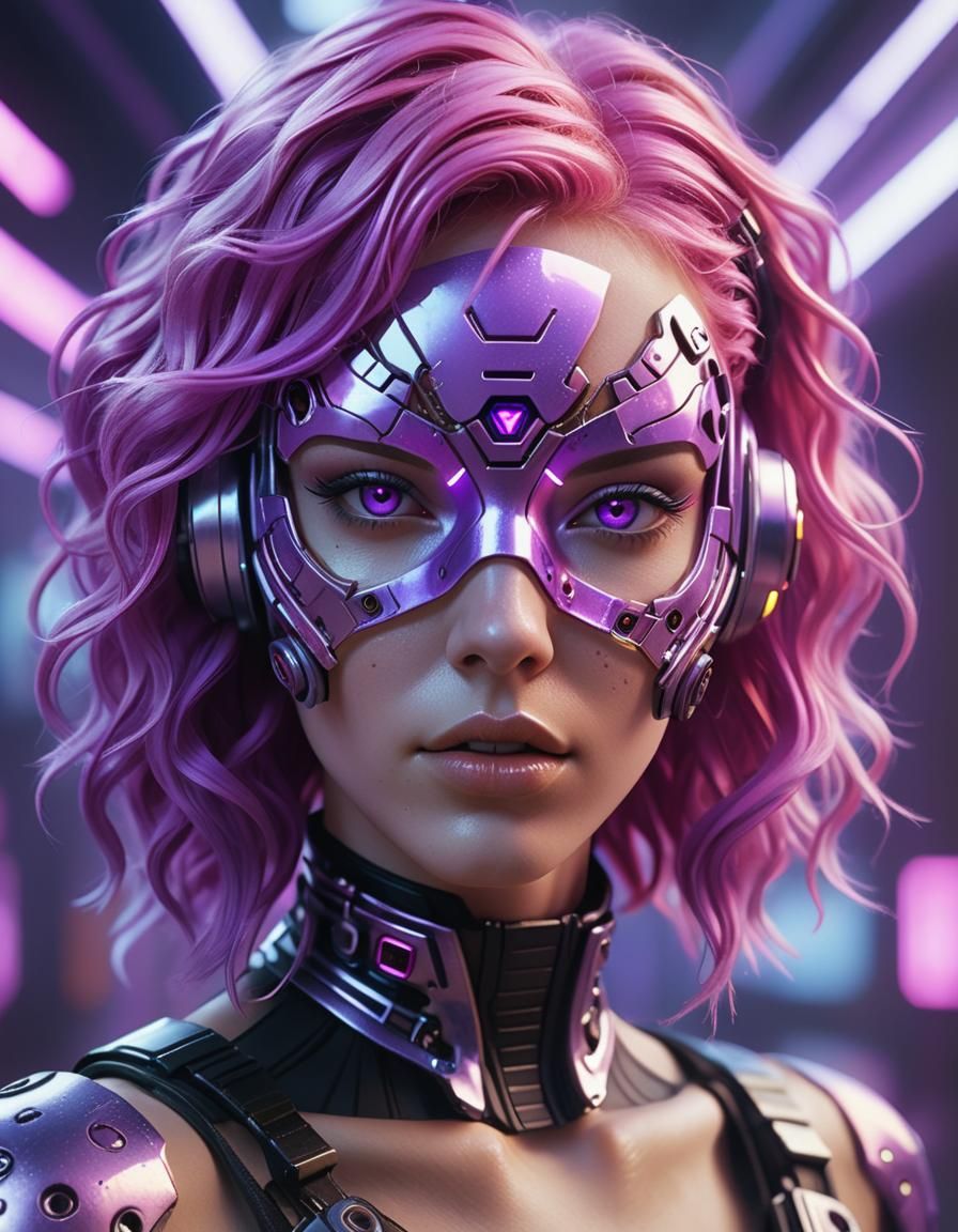 Cyberpunk Woman Portrait with Neon Accents