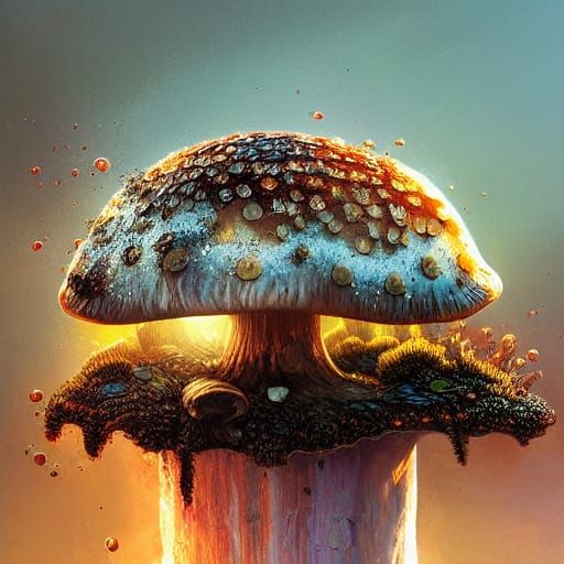 Mushroom in a Bottle: Hyperdetailed Fantasy Art