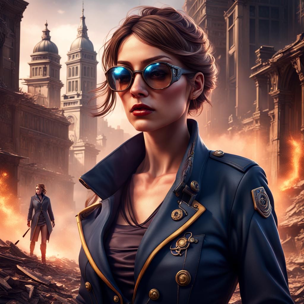 Detailed Matte Painting of a Female Spy