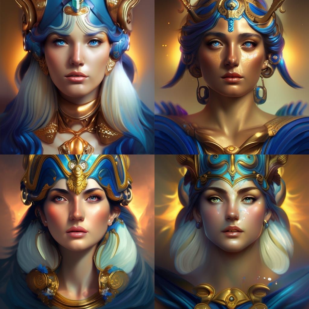 Goddess Athena: Iridescent Galactic Portrait