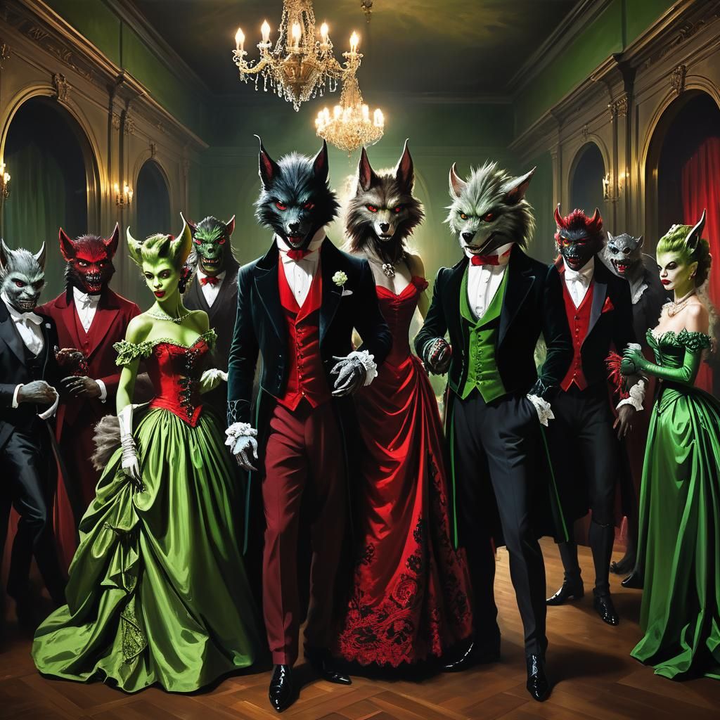 Monsters' Rococo Ball: An Oil Painting