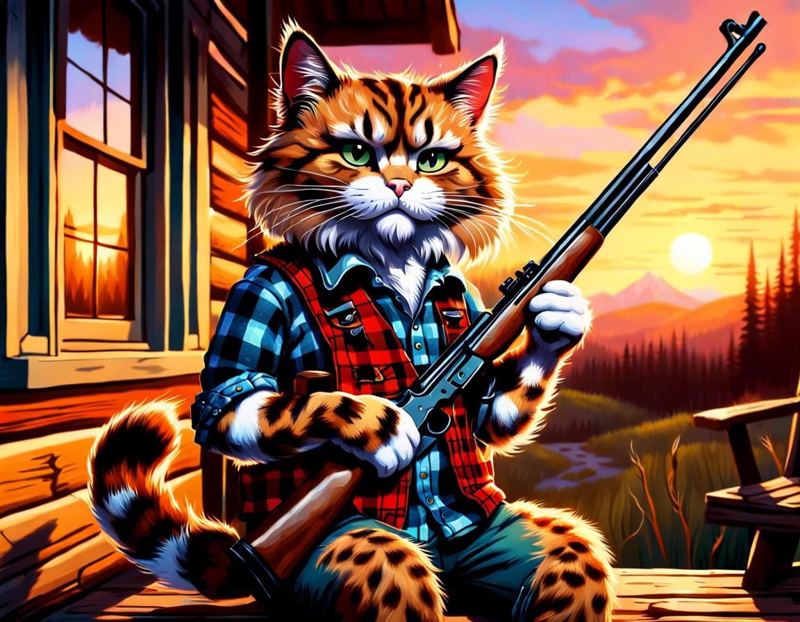 Hillbilly kitty going hunting