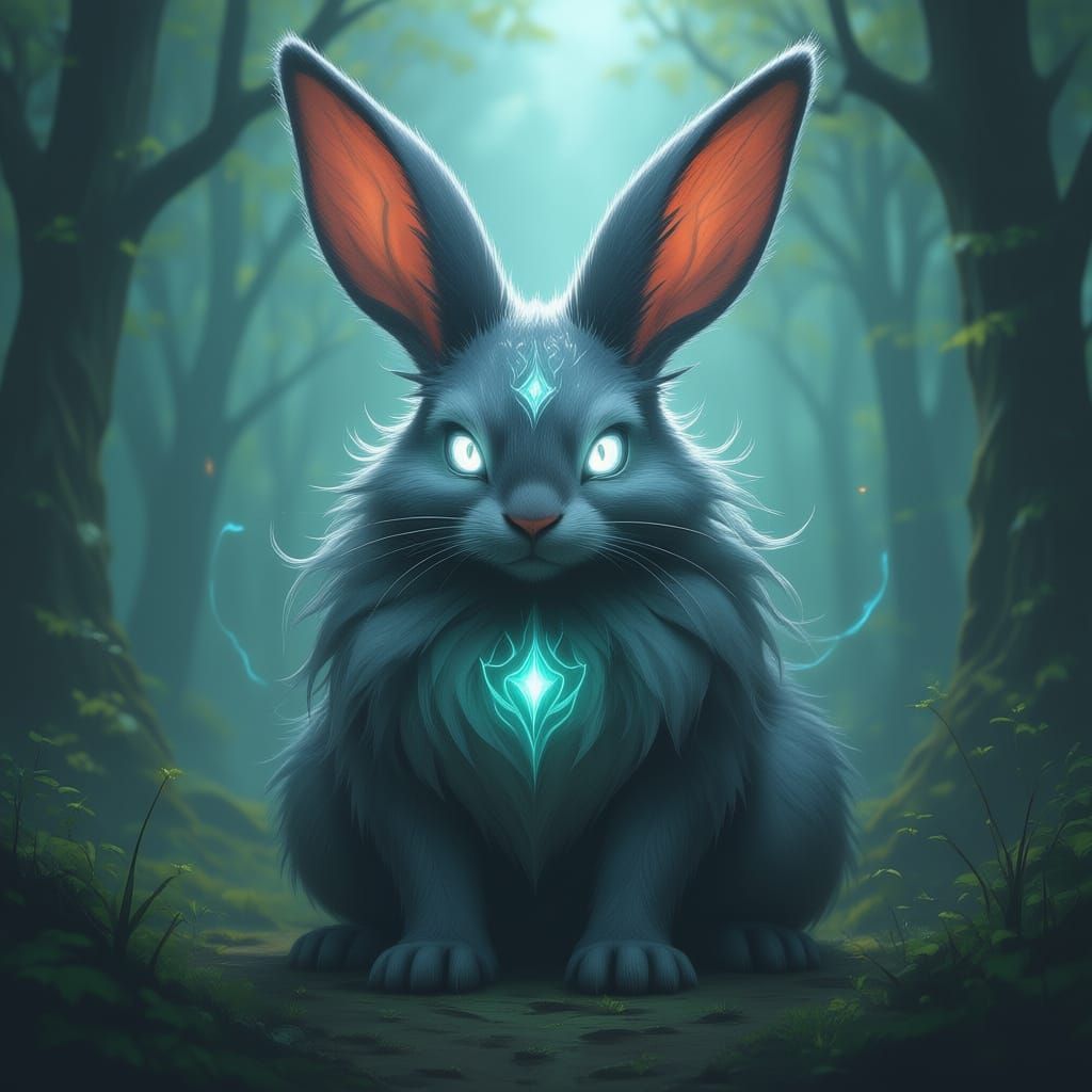 Supernatural Rabbit Creature in Magic The Gathering Art Styl...