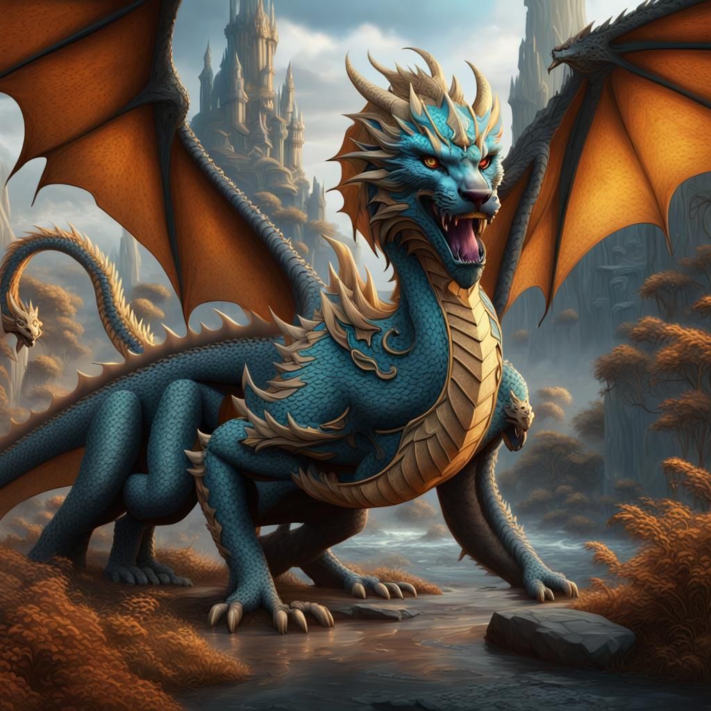 Cheetah Dragon in Detailed Matte Painting