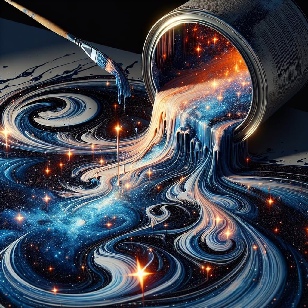 Paint Can Spill: A Cosmic Night Sky Unfurls