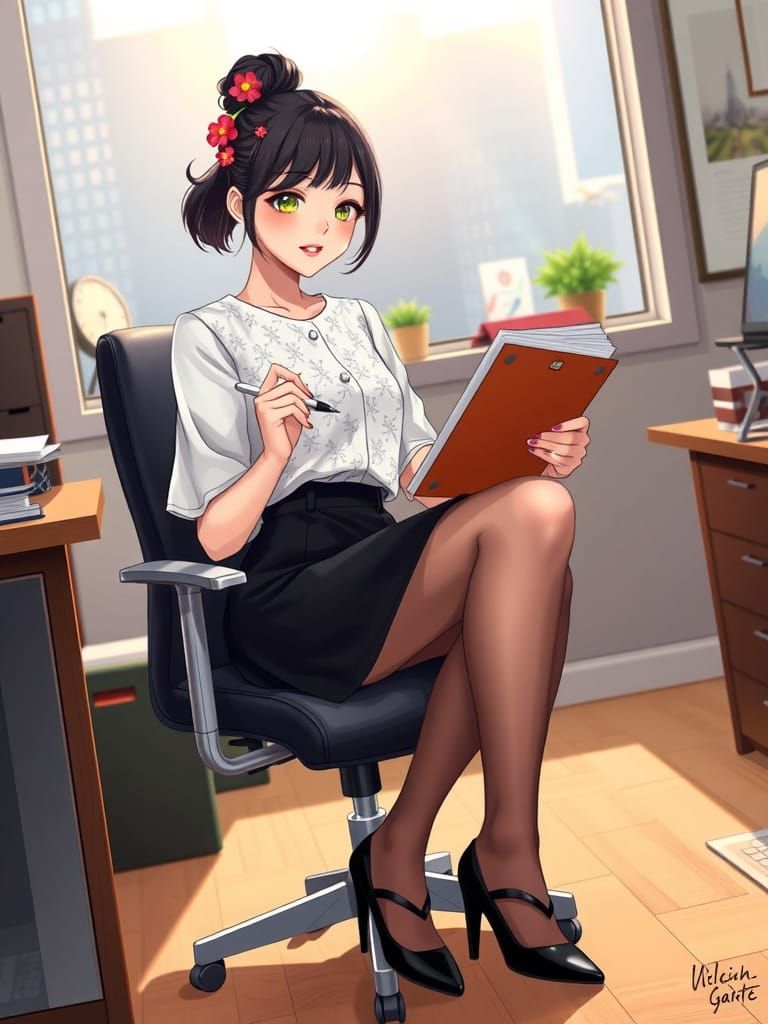 Asian Woman in Intelligence Agency Office, Inspired by Yumik...