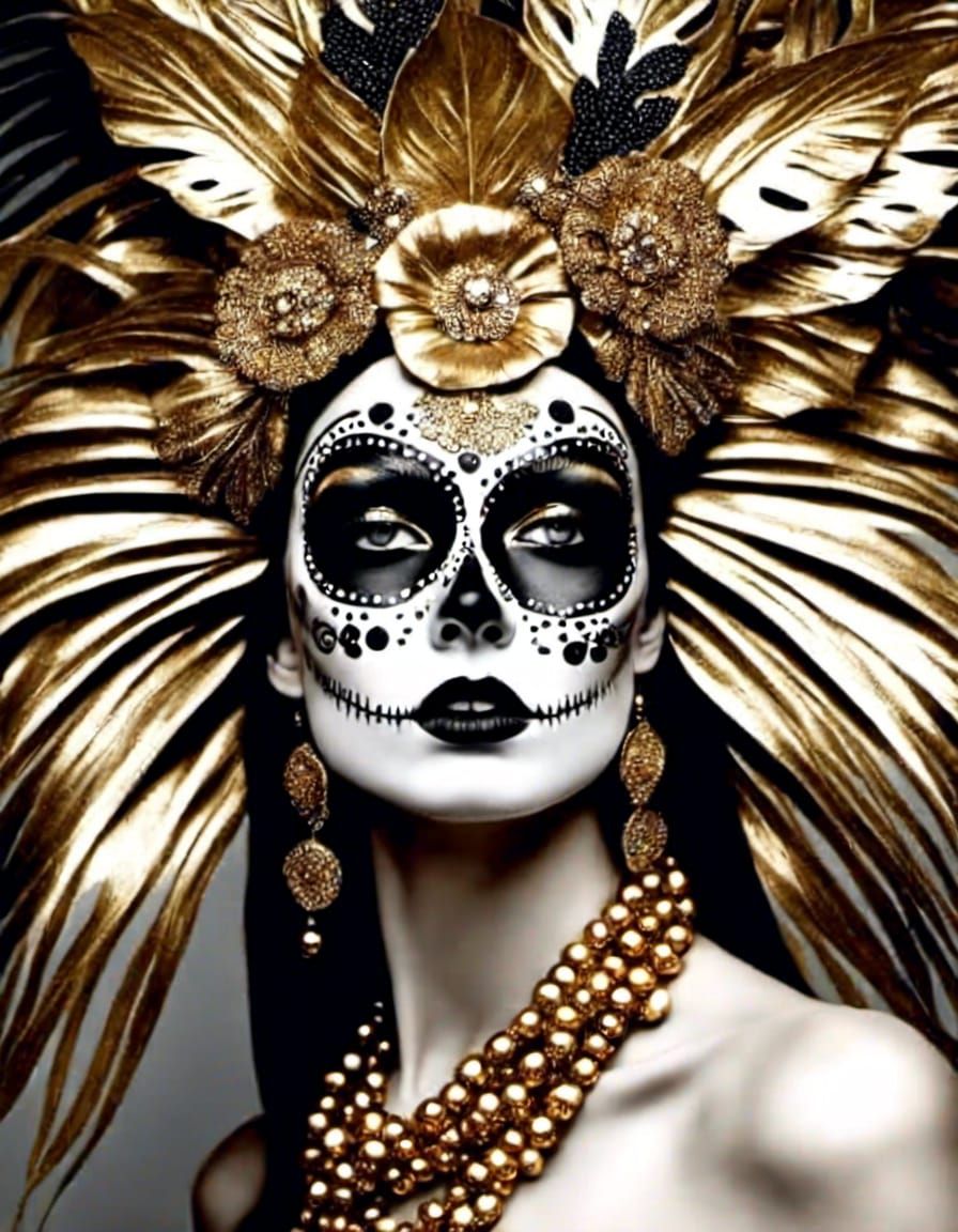 Day of the Dead Makeup with Psychedelic Foliage