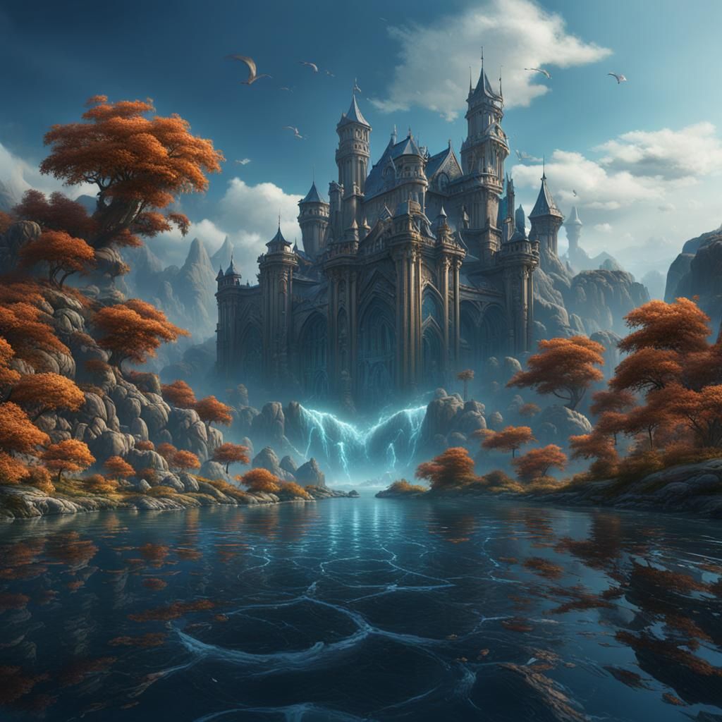Fantastical Deep Color Water Body Matte Painting