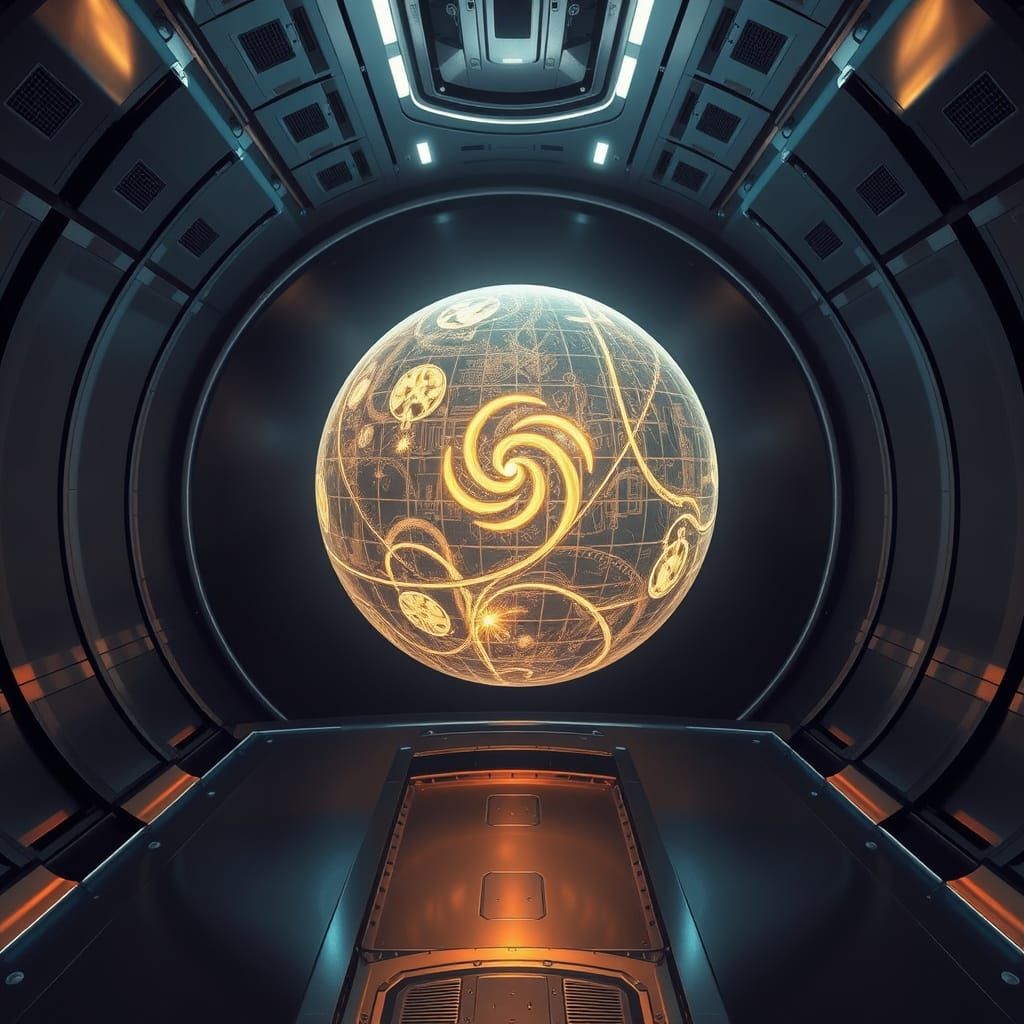 Ethereal Timekeeper in Stasis Corp's Futuristic Core