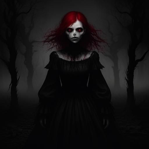 Dark Surrealism: Woman in Eerie Dreamscape