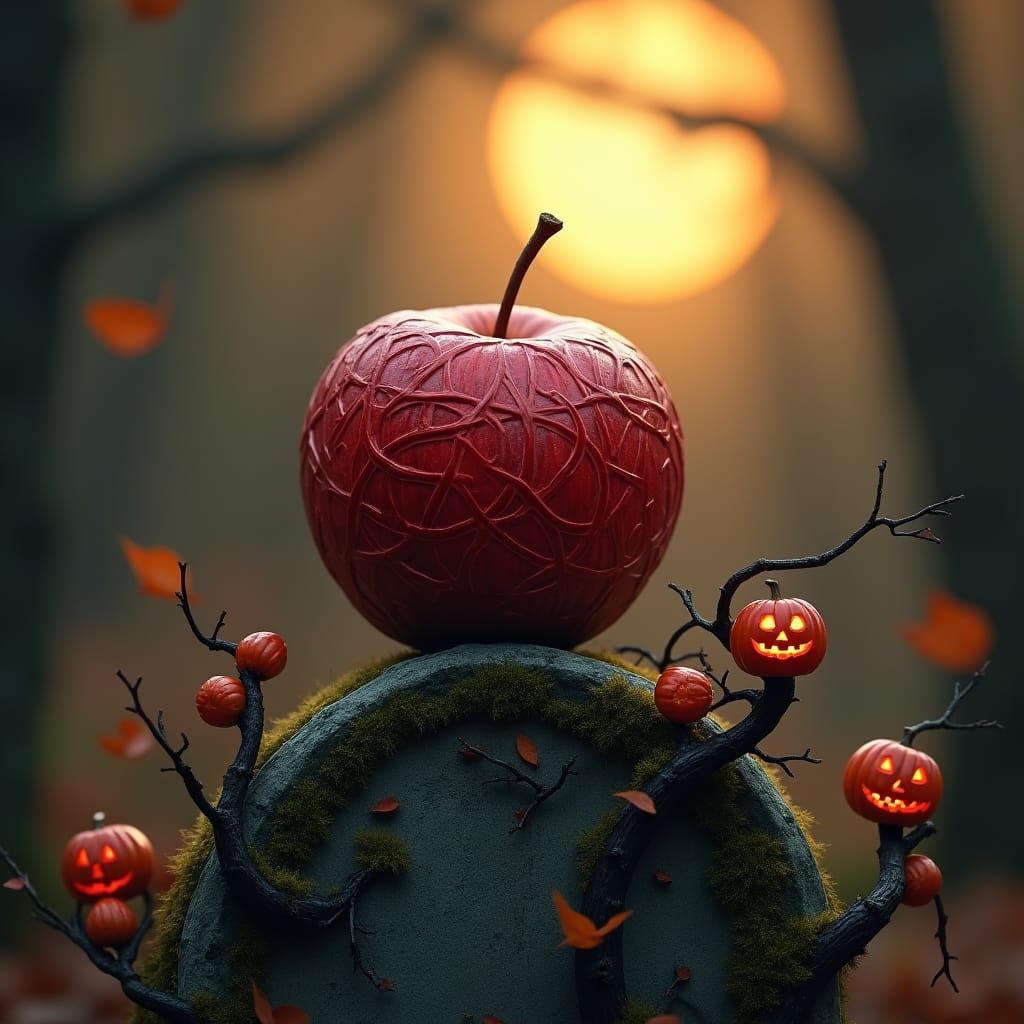 Celtic Apple on Tombstone in Fantasy Matte Painting