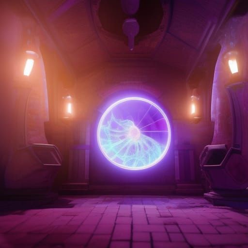 Mystical Shop with Glowing Time Portal in 3D